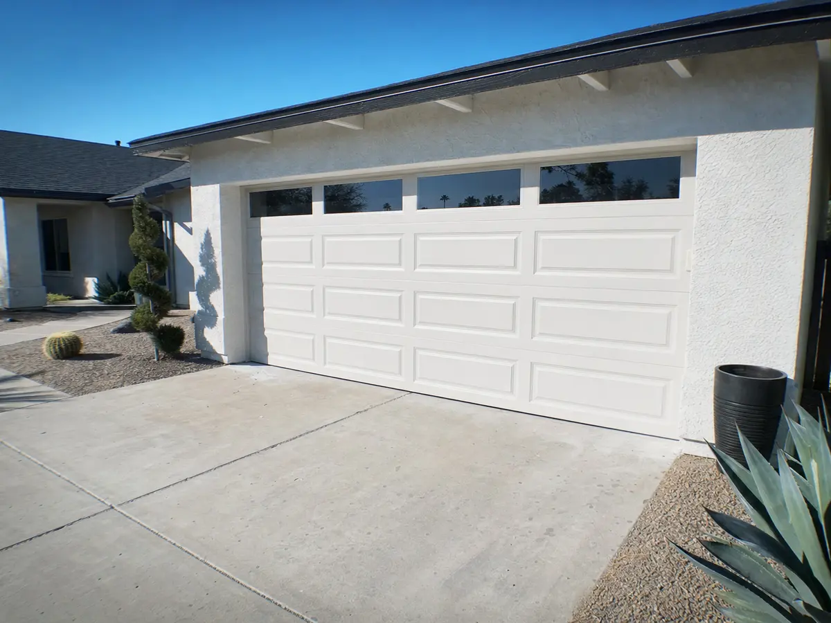 Newly installed garage door viewed from inside the garage — completed job in Elk Grove, CA